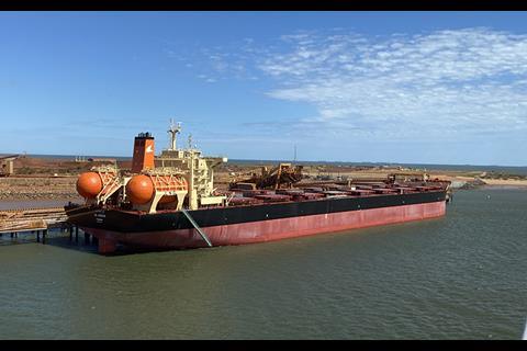 HL Green at Port Hedland, to take on her first cargo. (credit: Pilbara Ports Authority).